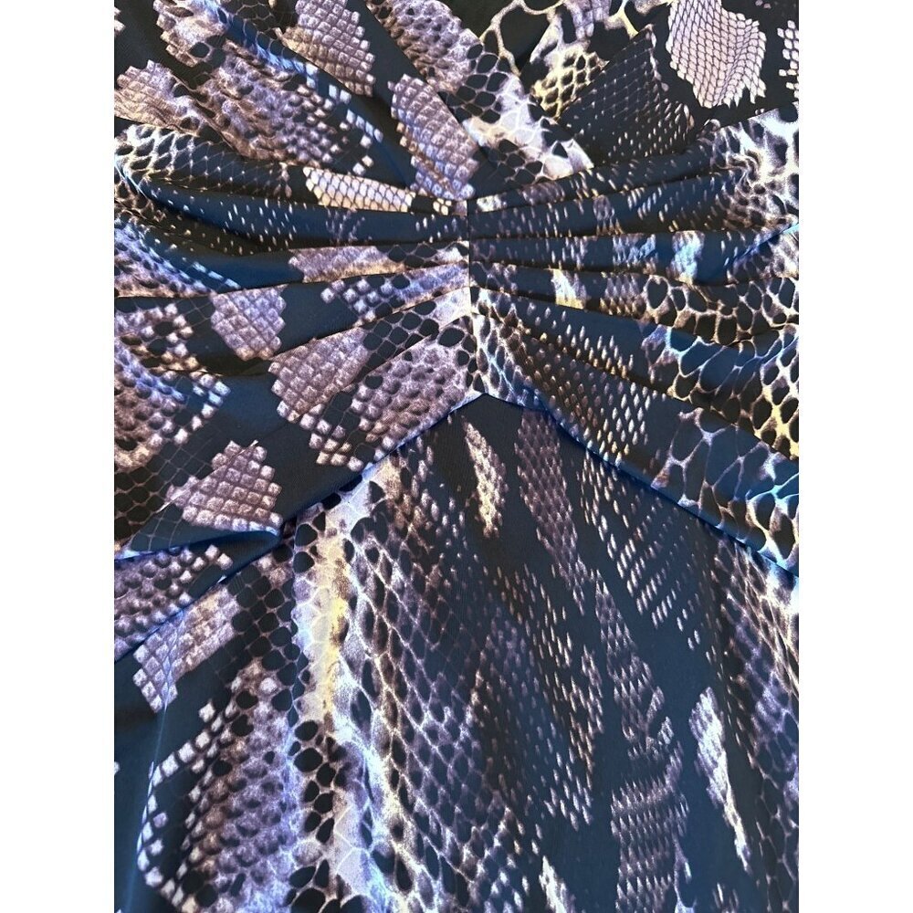 David Meister Womens V-Neck Long Sleeve Snakeskin Print Dress Size 6 - Picture 3 of 6